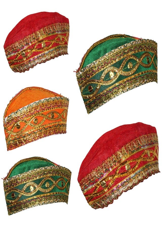 كاكو فانسي دريسيس فساتين كاكو الفاخرة قبعة قوالي للأطفال | قبعة أناركالي، موضوع موغال كوالي توبي | إكسسوارات أزياء الرقص الشعبي الهندي | - عبوة من 1 (متعددة الألوان) متعددة الألوان - Image 5